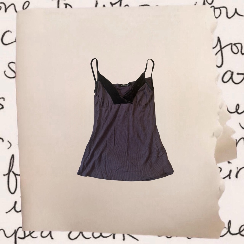velvet trim silk camisole top
